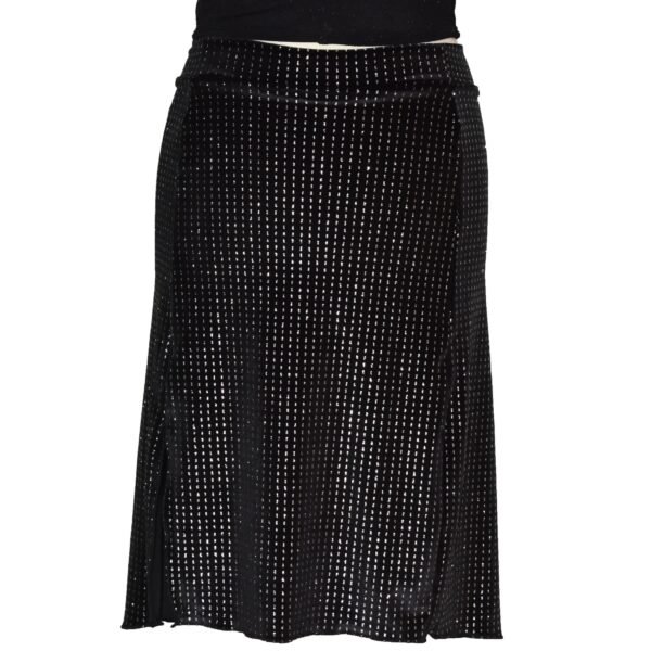 Black velvet argentine tango skirt S0049 front