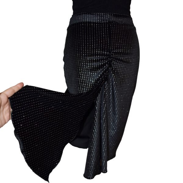 Black velvet argentine tango skirt S0050 slit
